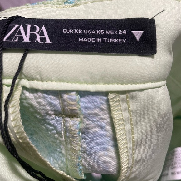 Zara High Waist Neon Green and Sky Blue Tweed Shorts - Picture 6 of 8